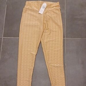 Honeycomb Textured Yellow Leggings